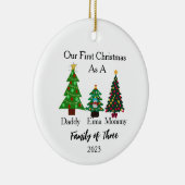 Familie van drie kerst, gepersonaliseerde kerst keramisch ornament (Rechts)