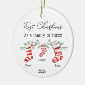 Familie van Drie Kerstkousen Baby Foto Keramisch Ornament (Links)