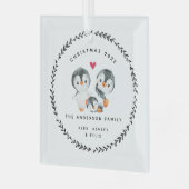 Familie van drie kerstpinguïn glas ornament (Voorkant links)
