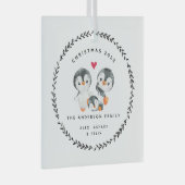 Familie van drie kerstpinguïn glas ornament (Voorkant Rechts)