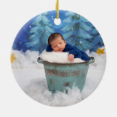 Familie van Drie Kersttruien Baby Foto Keramisch Ornament (Achterkant)