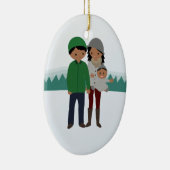  familie van drie kerstversiering keramisch ornament (Rechts)