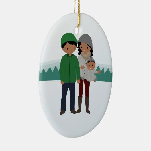  familie van drie kerstversiering keramisch ornament (Rechts)