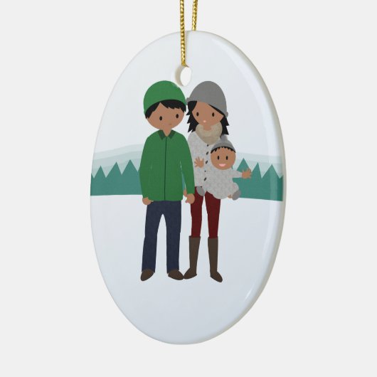 familie van drie kerstversiering keramisch ornament (Links)