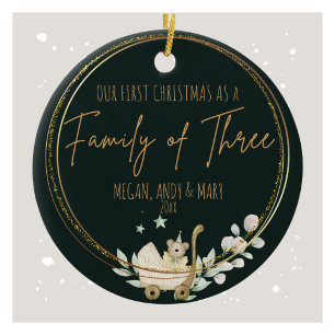 Familie van drie kerstversieringen keramisch ornament