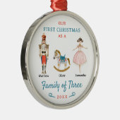 Familie van drie notenkrakers eerste kerst metalen ornament (Rechts)