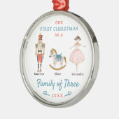 Familie van drie notenkrakers eerste kerst metalen ornament (Links)