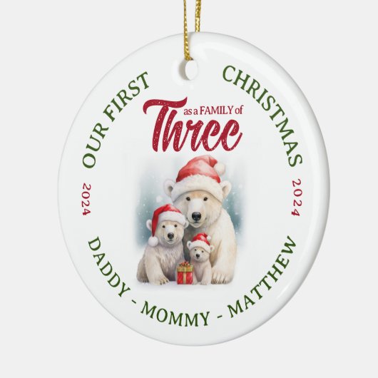 Familie van Drie Ornament Eerste Kerstmis Custom (Links)