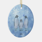 Familie van drie pinguïn met kerstmis keramisch ornament (Rechts)