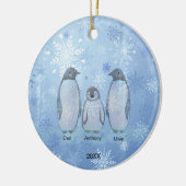Familie van drie pinguïn met kerstmis keramisch ornament (Links)