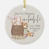 Familie van Drie Teddy Bear Aangepaste Foto C Keramisch Ornament (Voorkant)