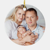 Familie van Drie Teddy Bear Aangepaste Foto C Keramisch Ornament (Achterkant)