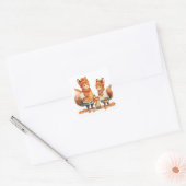 Familie van Eekhoorns Herfst Sticker (Envelop)