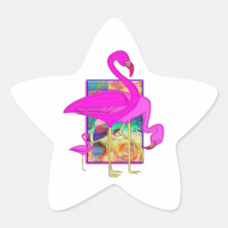 Familie van Flamingo's Ster Sticker