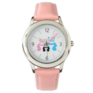 Familie van Funny panda Horloge