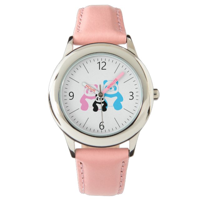 Familie van Funny panda Horloge (Voorkant)