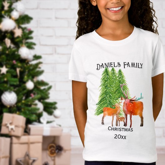 Familie van Herten Kerstmis T-shirt