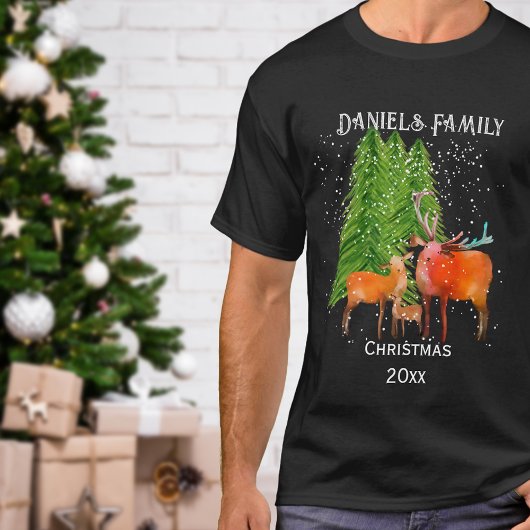 Familie van Herten Kerstmis T-shirt