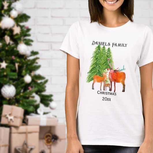 Familie van Herten Kerstmis T-shirt