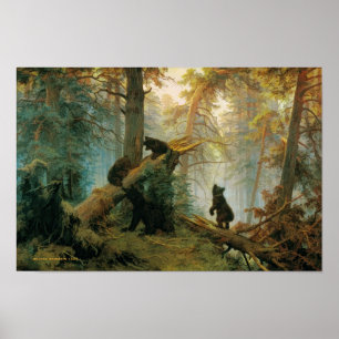 Familie van het Beer in het bos Poster