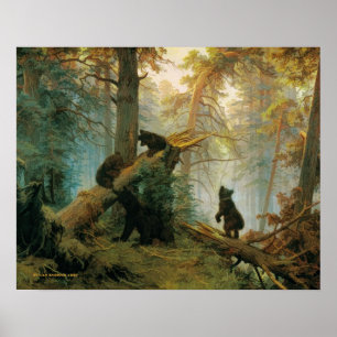 Familie van het Beer in het bos Poster