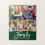 Familie van het Manuscript van de borstel 4 Groene Legpuzzel<br><div class="desc">Moderne penseel Script Family 4 Foto Green of Pick Color jigzaag puzzle</div>