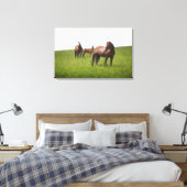 Familie van het paard in het veld canvas afdruk (Insitu (Slaapkamer))