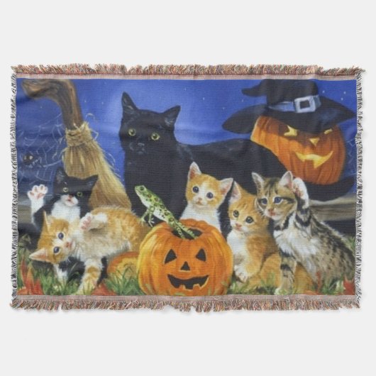 Familie van Kat Halloween Deken (Voorkant)