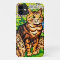 Familie van katten in een tuin, Louis Wain