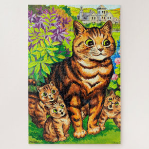 Familie van katten in een tuin, Louis Wain Legpuzzel
