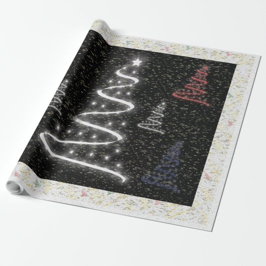 Familie van kerstbomen - cadeaupapier (Uitgerold)