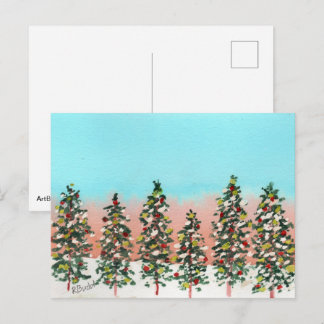 Familie van Kerstbomen Feestdagenkaart