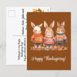 Familie van konijnen Happy Thanksgiving Feestdagenkaart