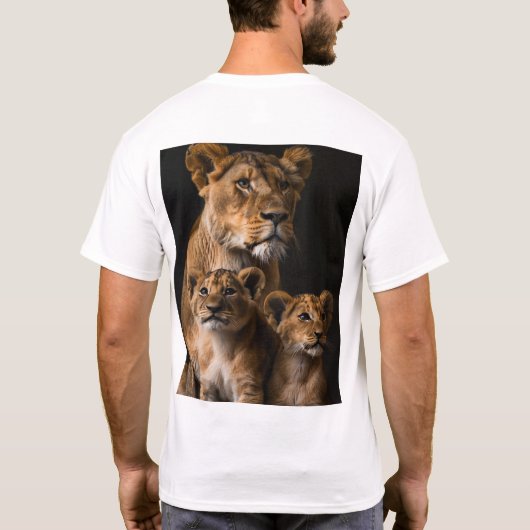 Familie van Leeuwen - Lion Cub en Vrouw Leeuwin T- T-shirt (Achterkant)