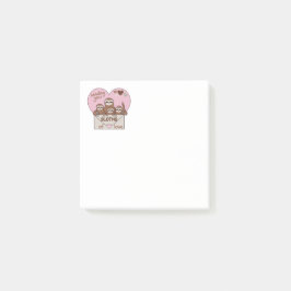 Familie van luiaards met envelop, hart en tekst post-it® notes