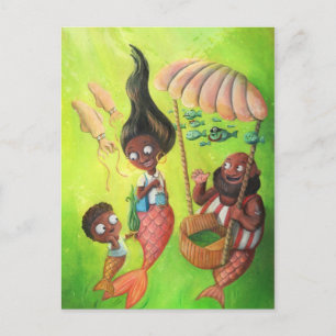Familie van Mermaids Briefkaart