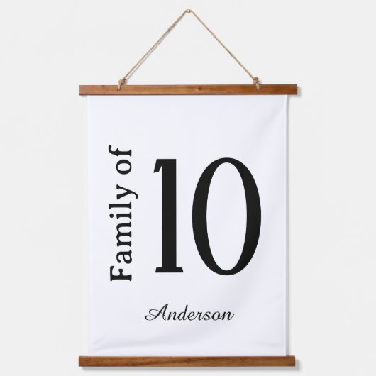 Familie van "Nummer" gepersonaliseerde achternaam Hangend Wandkleed (Voorkant)
