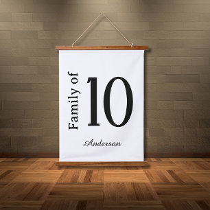 Familie van "Nummer" gepersonaliseerde achternaam Hangend Wandkleed