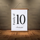 Familie van "Nummer" gepersonaliseerde achternaam Hangend Wandkleed