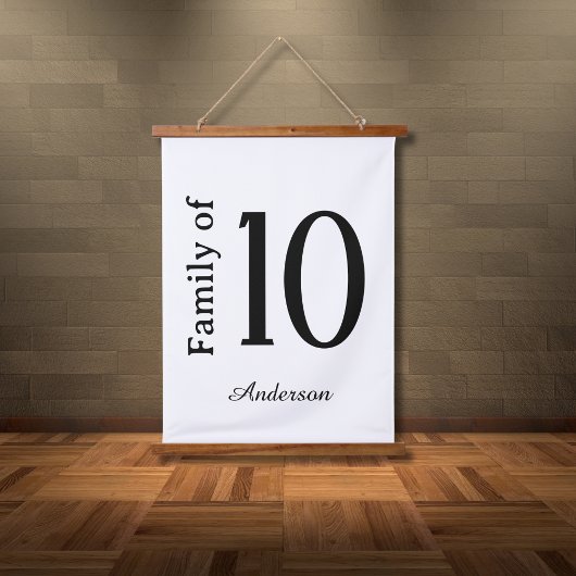Familie van "Nummer" gepersonaliseerde achternaam Hangend Wandkleed