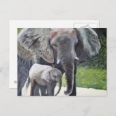 Familie van olifanten briefkaart (Voorkant / Achterkant)