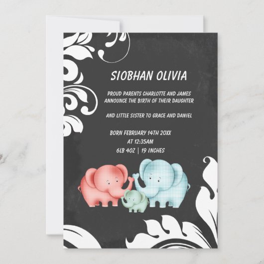 Familie van olifanten vader en Baby Aankondiging (Voorkant)