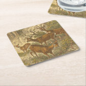 Familie van Roe - Deers in een bos Kartonnen Onderzetters (Schuin)