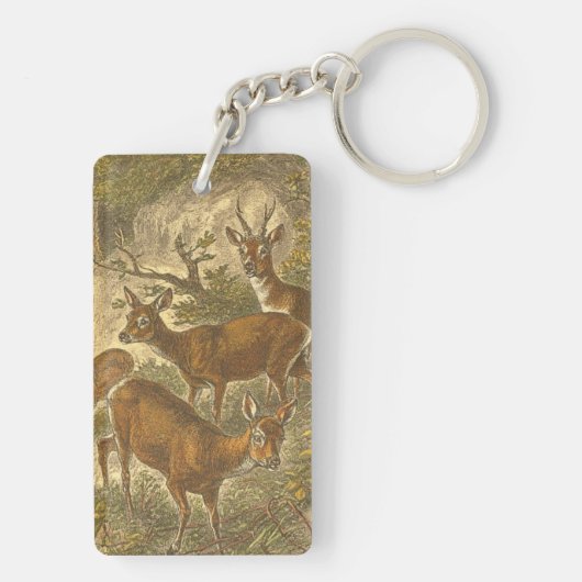 Familie van Roe - Deers in een bos Sleutelhanger (achterkant)