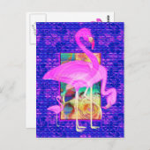 Familie van Roze Flamingos Shells en Hibiscus Art Briefkaart (Voorkant / Achterkant)
