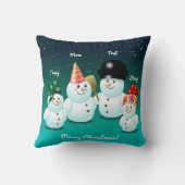 Familie van Snowmen met Gepersonaliseerd namen Kussen (Achterkant)