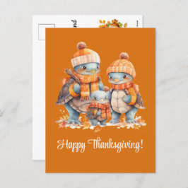 Familie van Turtles Happy Thanksgiving Feestdagenkaart