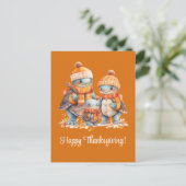 Familie van Turtles Happy Thanksgiving Feestdagenkaart (Staand voorkant)