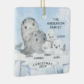 Familie van verzegeling met 5 kerst keramisch ornament (Rechts)