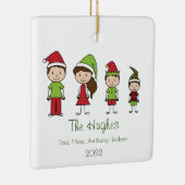 Familie van vier aangepaste kerstversiering keramisch ornament (Rechts)